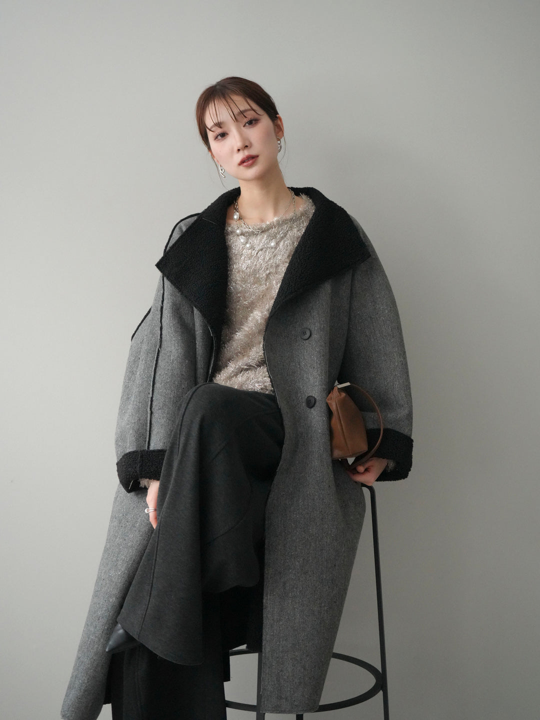 [予約]アウトシーム裏ボアコート/gray