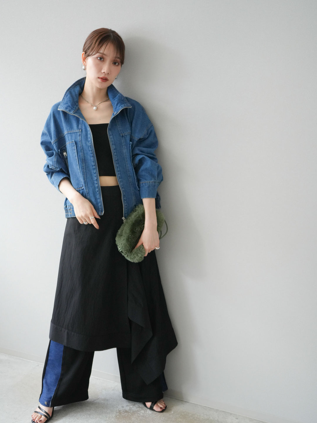 [予約]ZIPポケットデニムショートブルゾン/ブルー