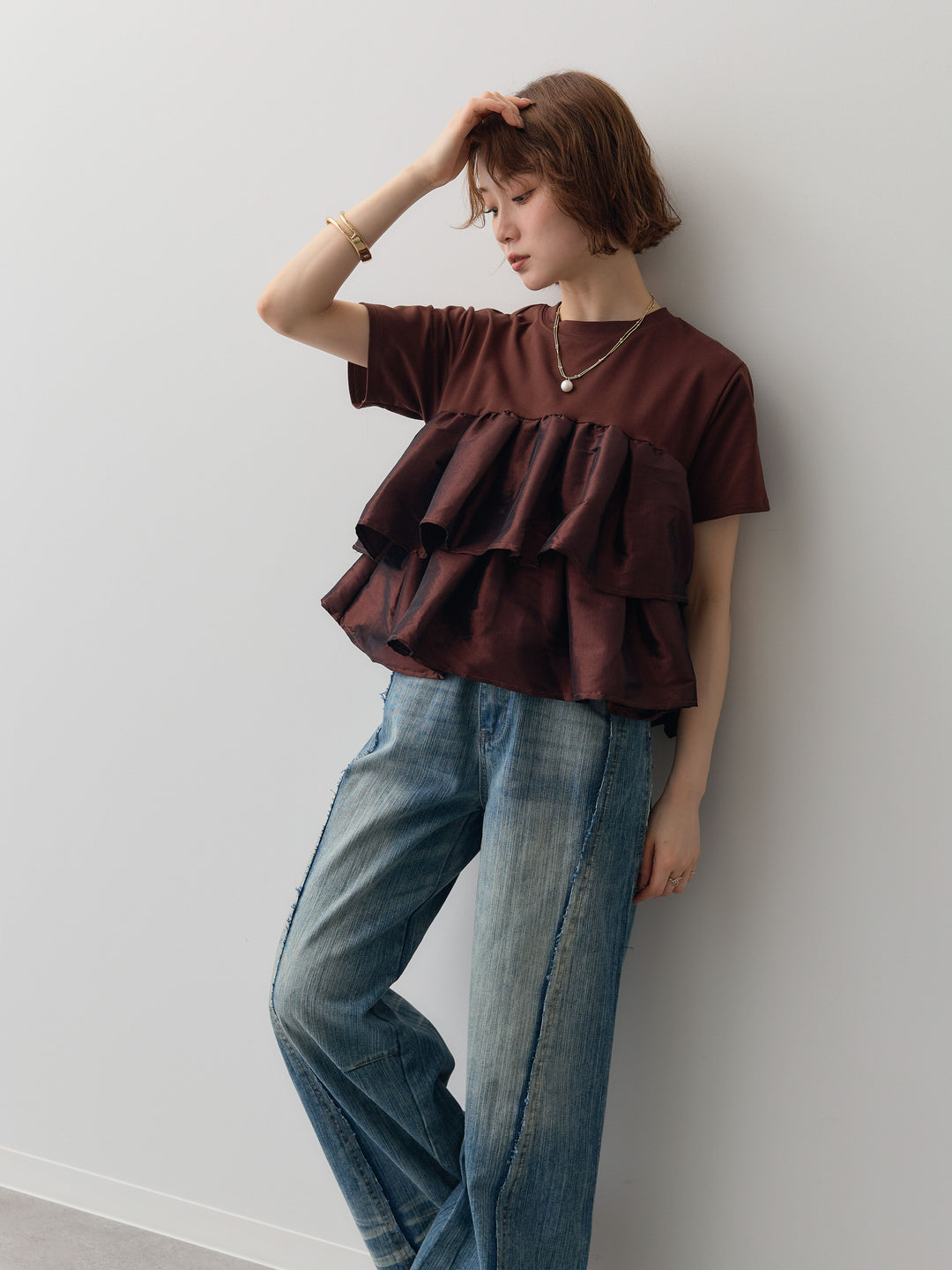 [SET]フリルティアードTEE+選べるアクセセット(2set)