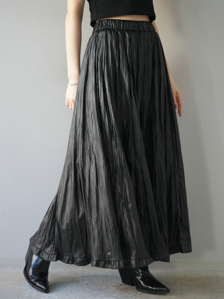 [予約]レザーワッシャーフリルスカート/black
