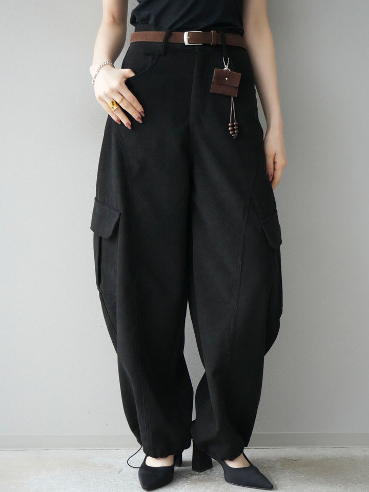 [予約]ベルト付コーデュロイカーゴパンツ/black