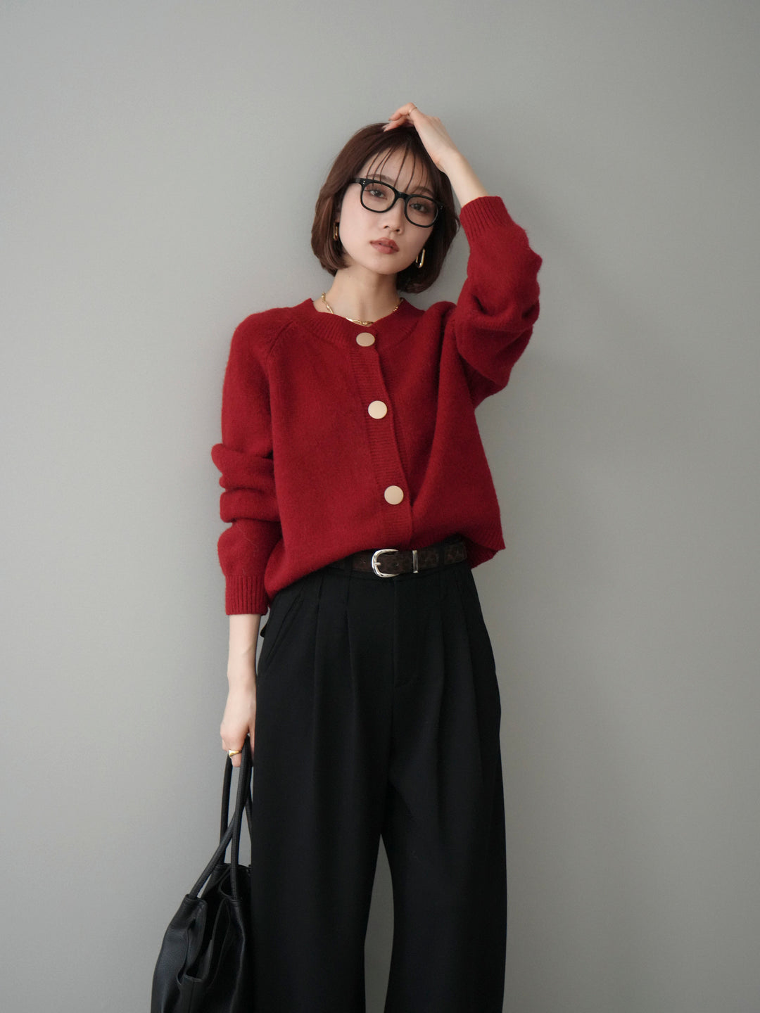 [SET]BIGボタンニットカーディガン+BIGボタンニットカーディガン(2set)