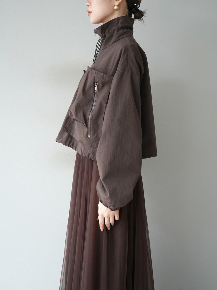 [予約]ポケットデザインショートブルゾン/ブラック