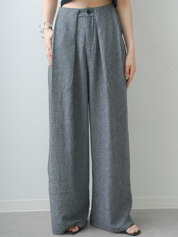 [予約]リネンライクベルトループワイドパンツ/charcoal