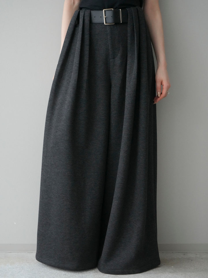 [予約]ベルトデザインループウールワイドパンツ(ベルト付)/gray