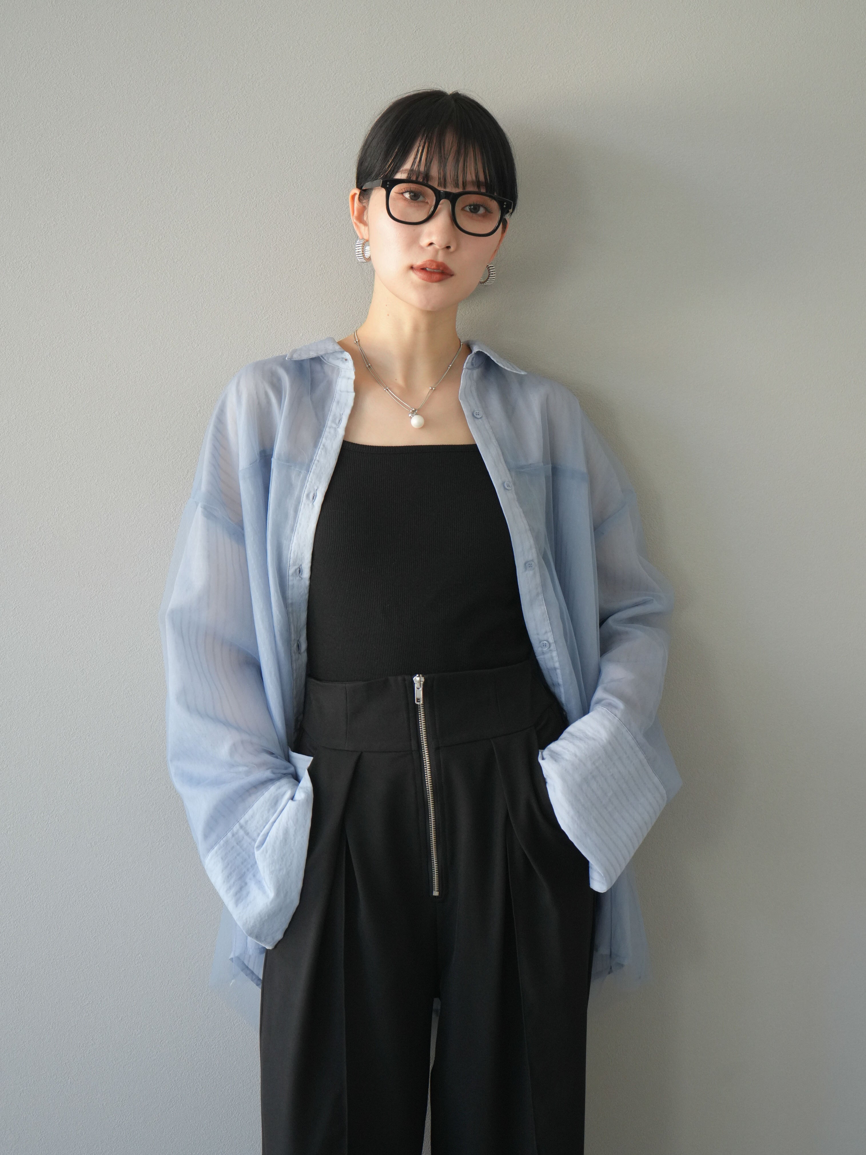 ✨美品✨メゾンスペシャル24ss チュールドッキングシアーオーバーシャツ黒