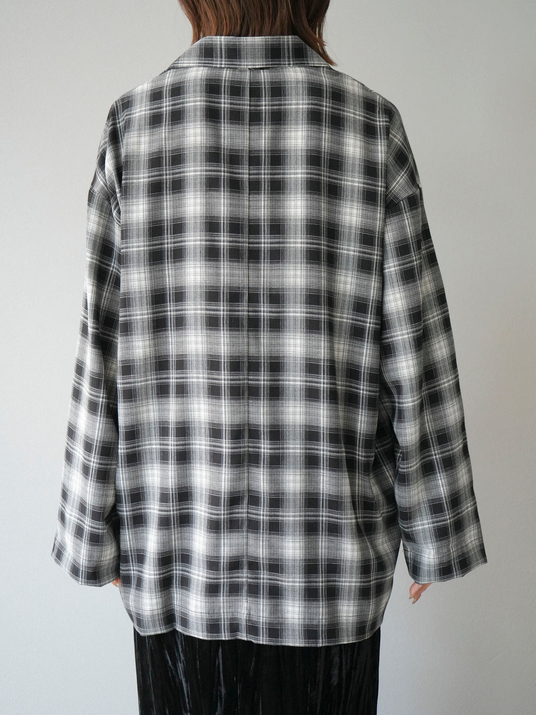 [予約]チェックシャツジャケット/ブラック