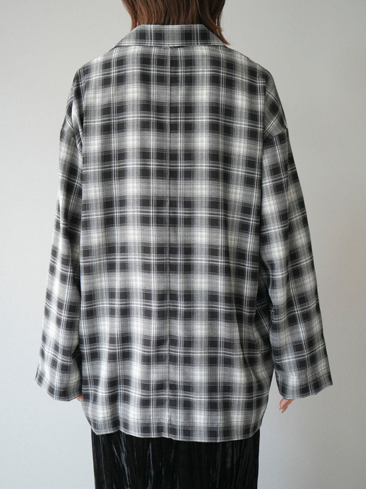 [予約]チェックシャツジャケット/ブラック