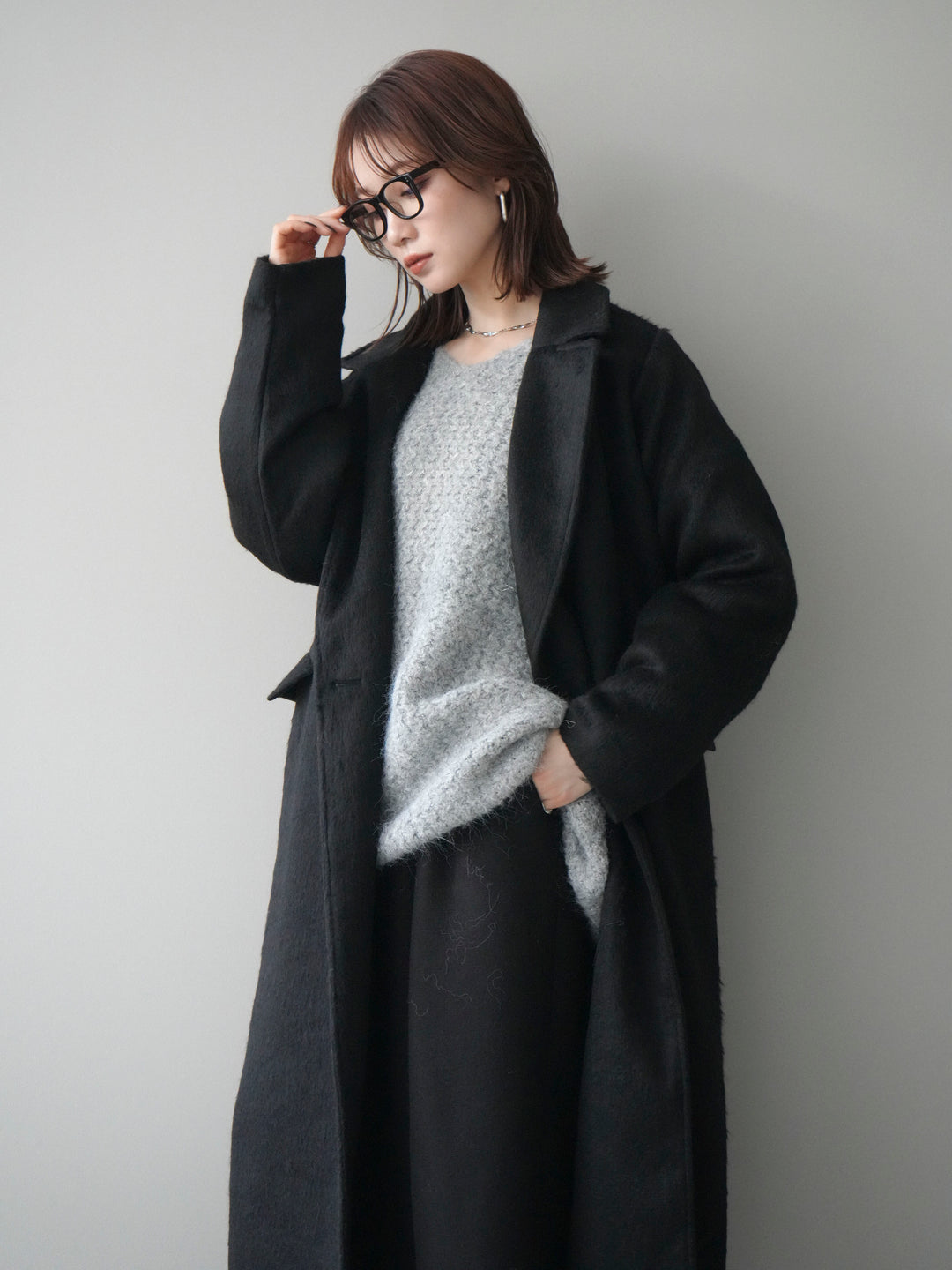 [予約]ソフトシャギーチェスターコート/black