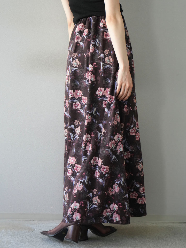 [予約]フラワーナロースカート/ブラウン