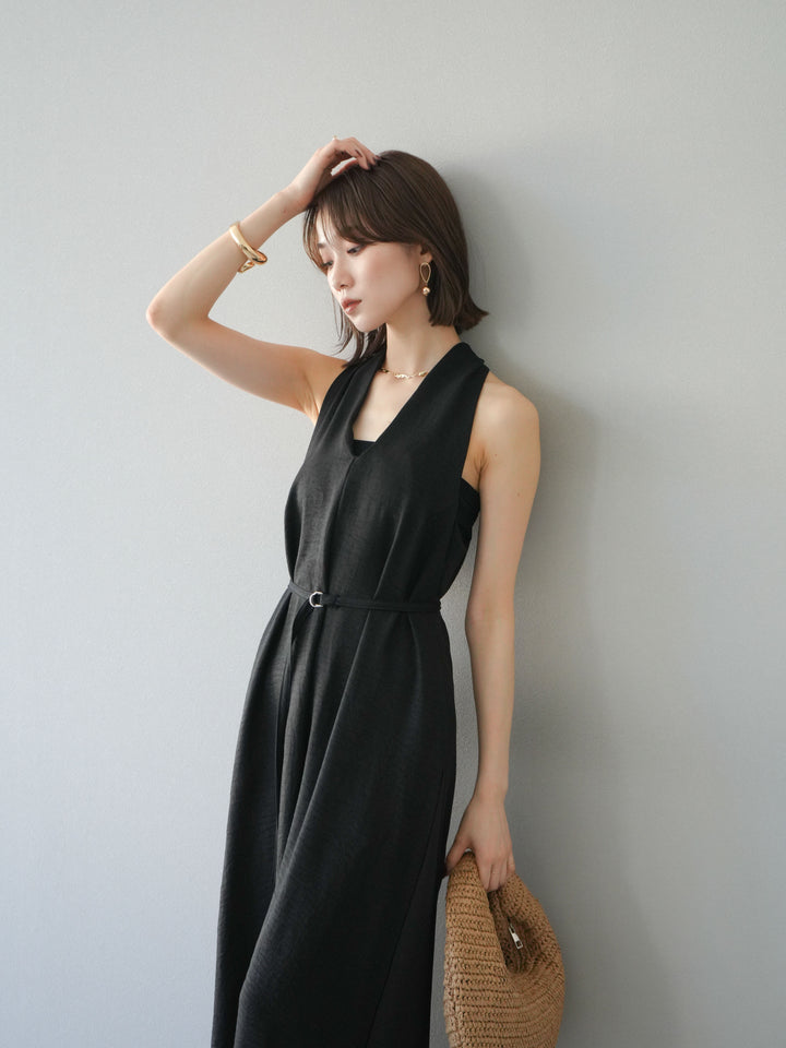 【預購】環形設計不均勻染色洋裝/黑色