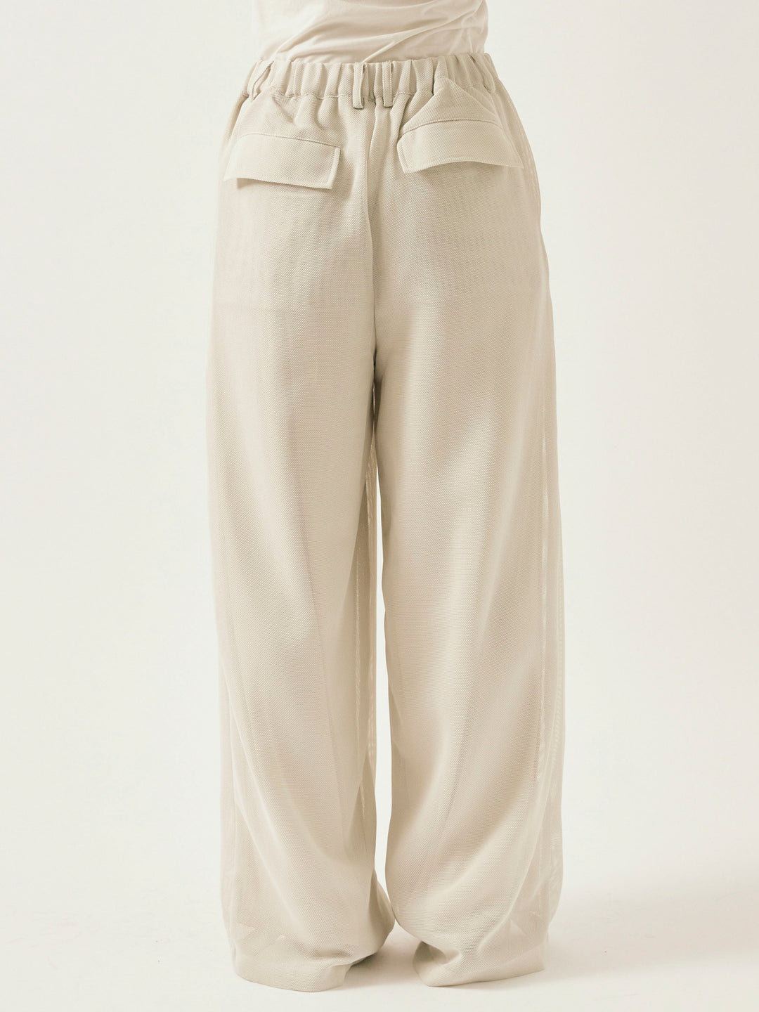 [予約]メッシュタックワイドパンツ/オフグレー