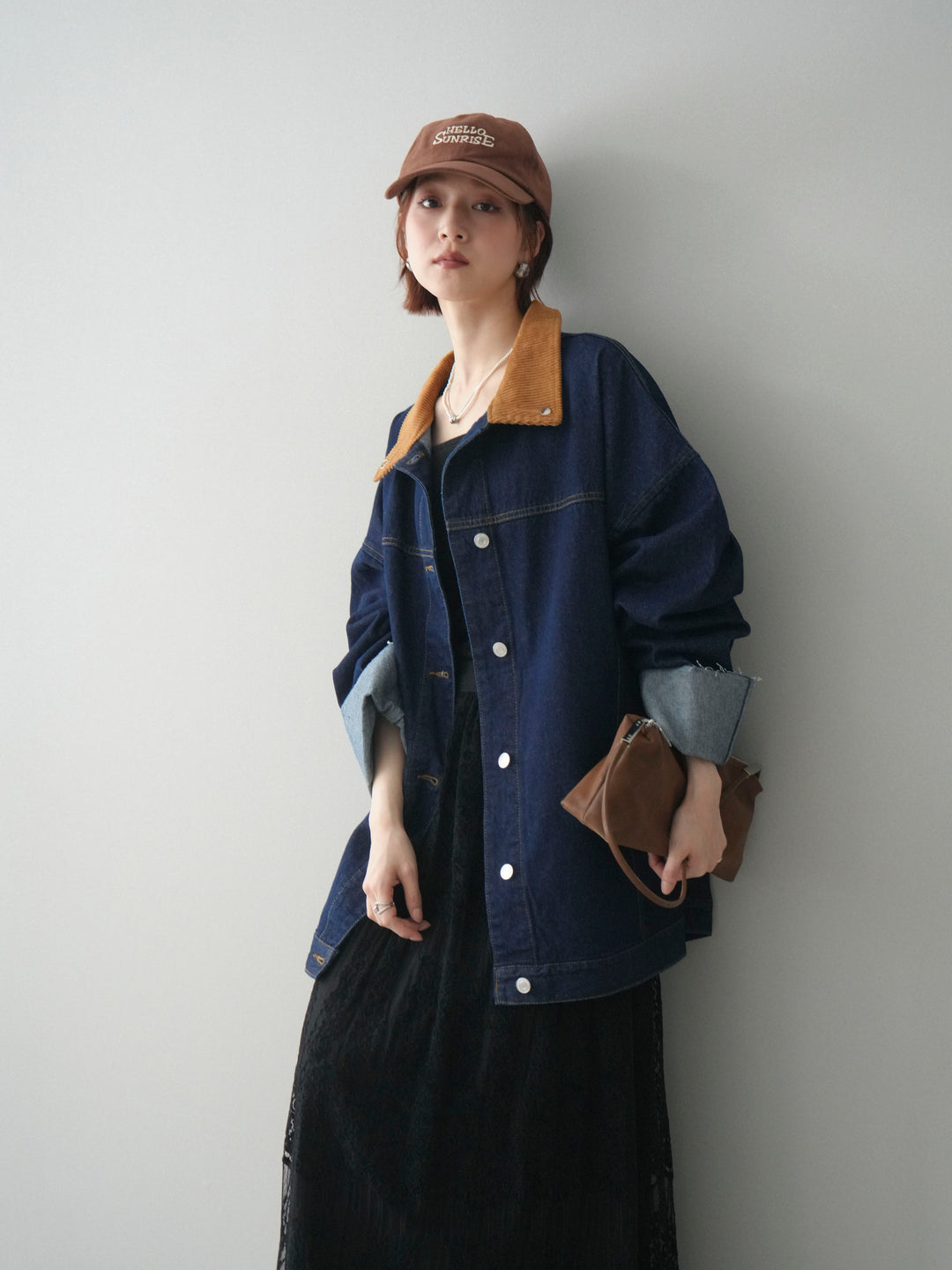 [予約]コーデュロイ×デニムミドルジャケット/indigo