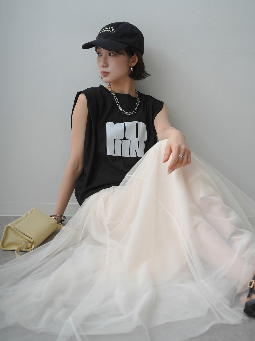 [先行販売！]ショルダータックノースリーブオーバーTEE+ショルダータックノースリーブオーバーTEE(2set)