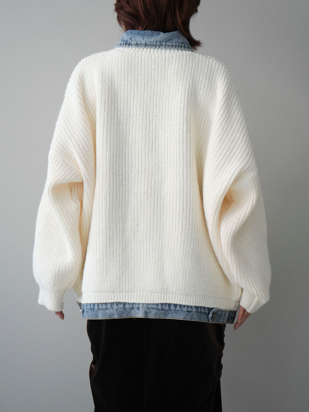 [予約]デニムドッキングオーバーニットジャケット/offwhite