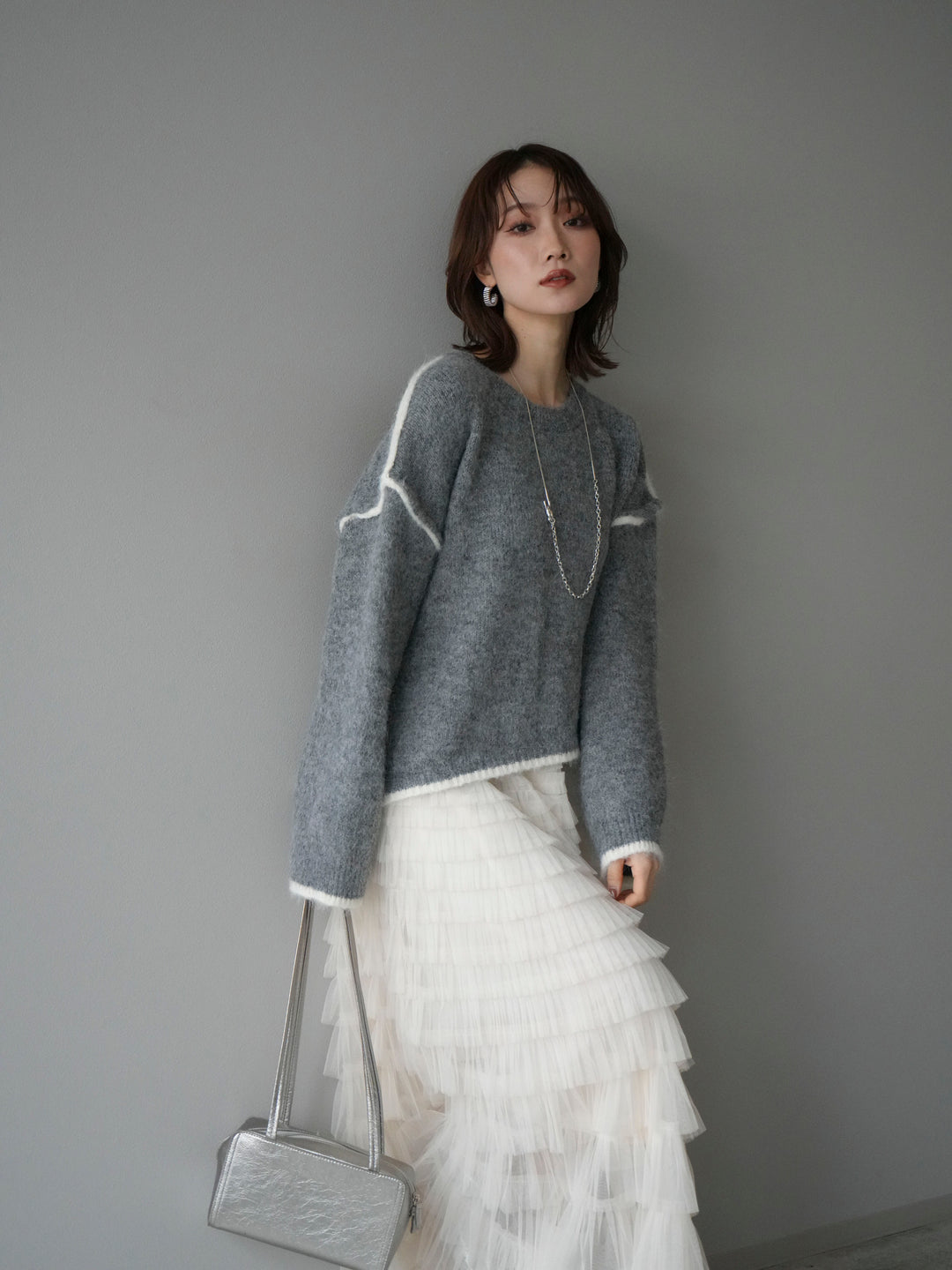 【套裝】雙色疊層針織套頭衫+自選配件套裝（2套）