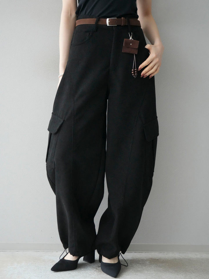 [予約]ベルト付コーデュロイカーゴパンツ/black