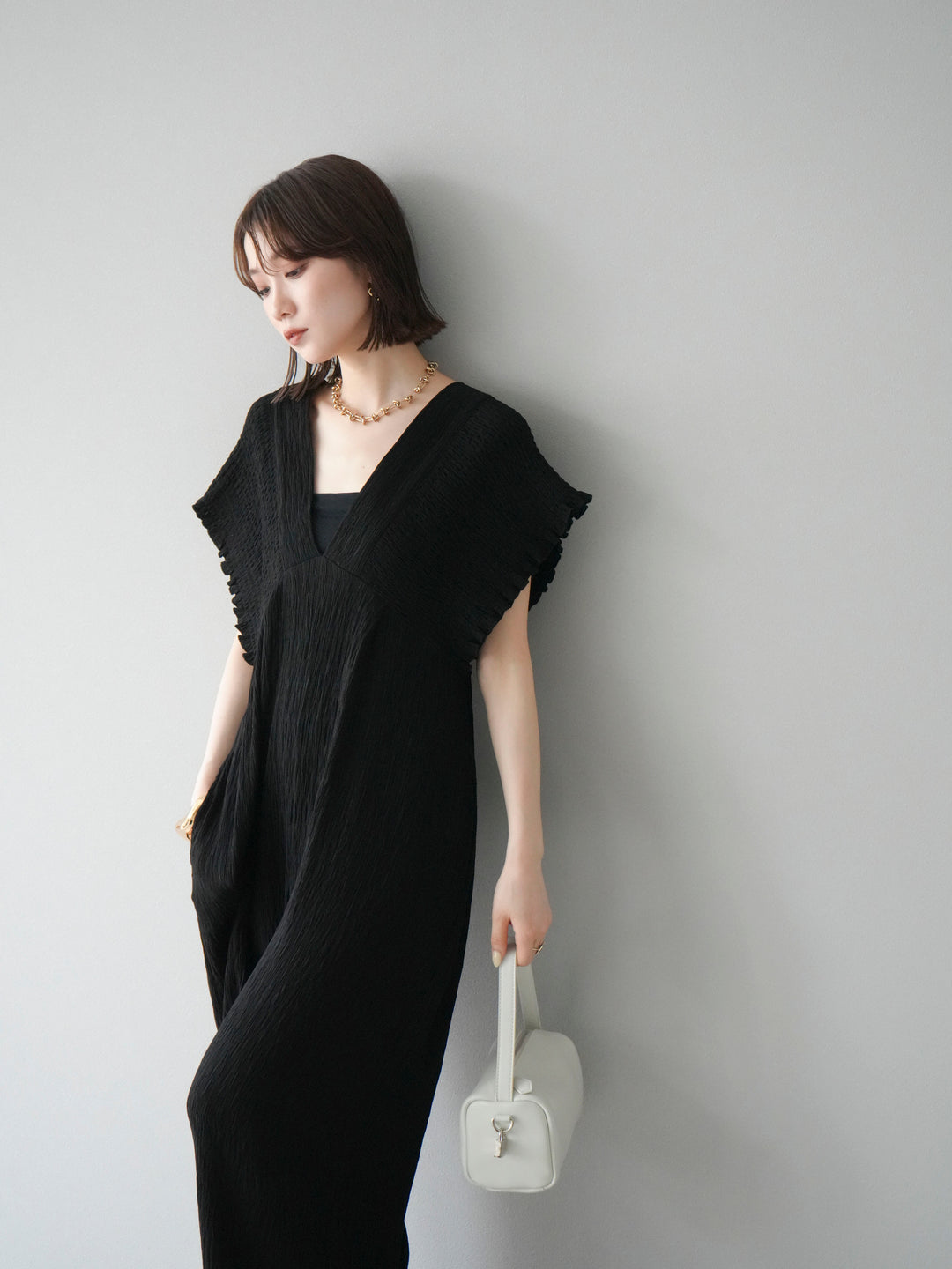 [SET]楊柳シャーリングサロペット+楊柳シャーリングサロペット(2set)