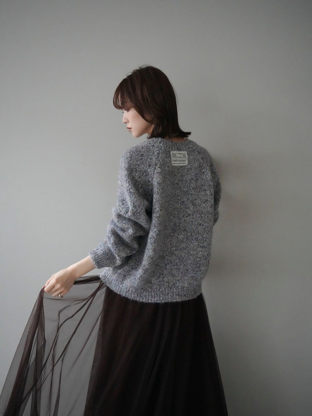 【預購】Logo標籤混紡紗線針織套頭衫/紫色