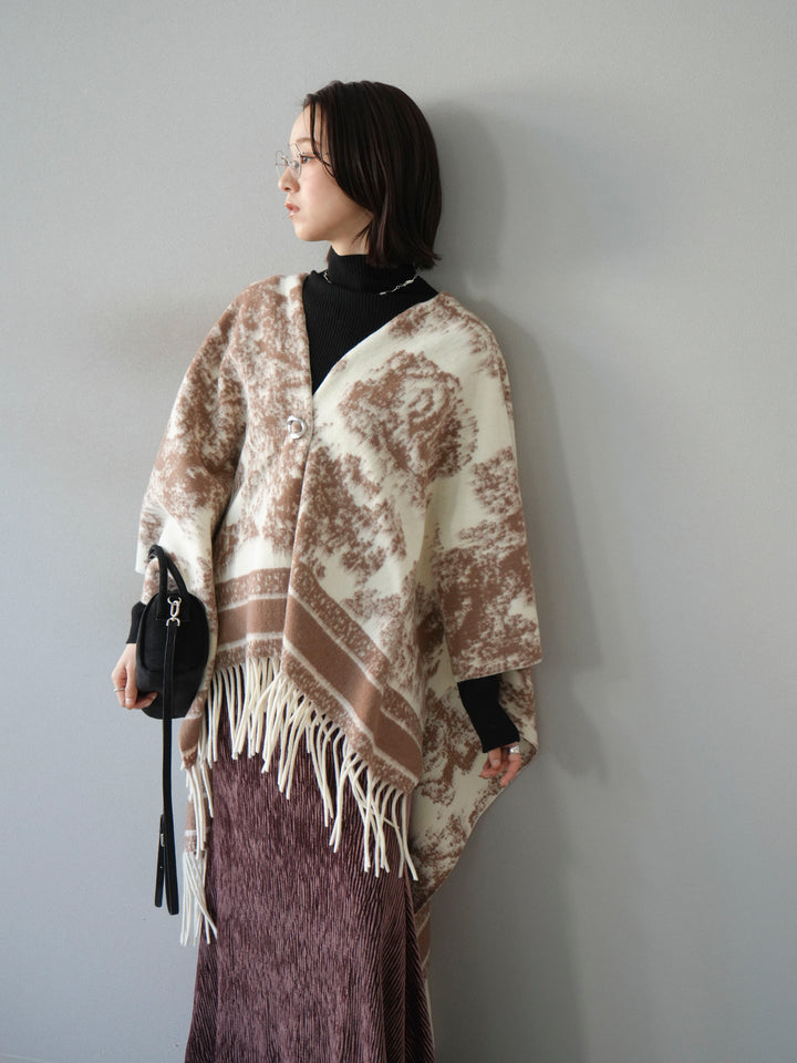 [SET]アブストラクト柄ストールポンチョ+選べるアクセセット(2set)