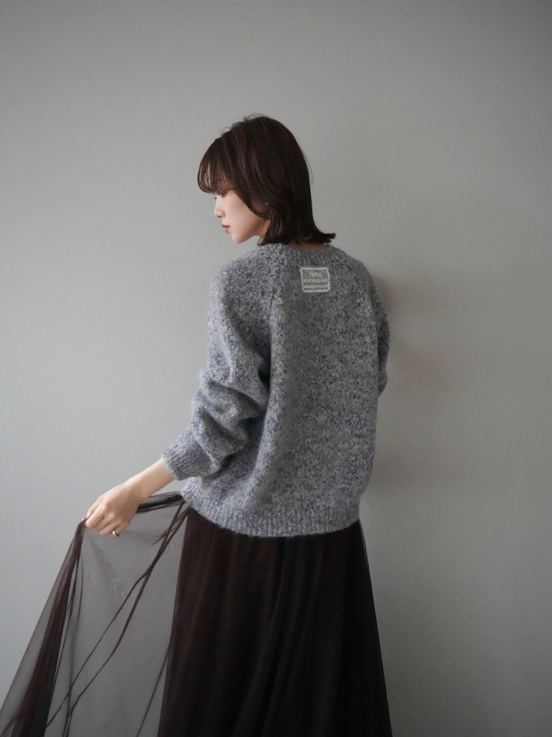 [SET]ロゴラベルミックスヤーンニットプルオーバー+選べるアクセセット(2set)