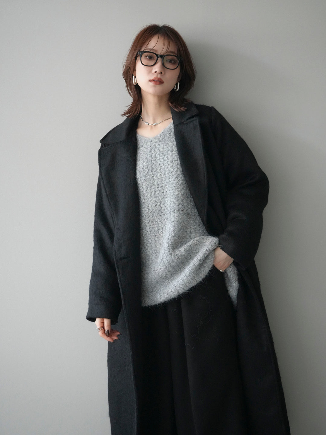 [予約]ソフトシャギーチェスターコート/black