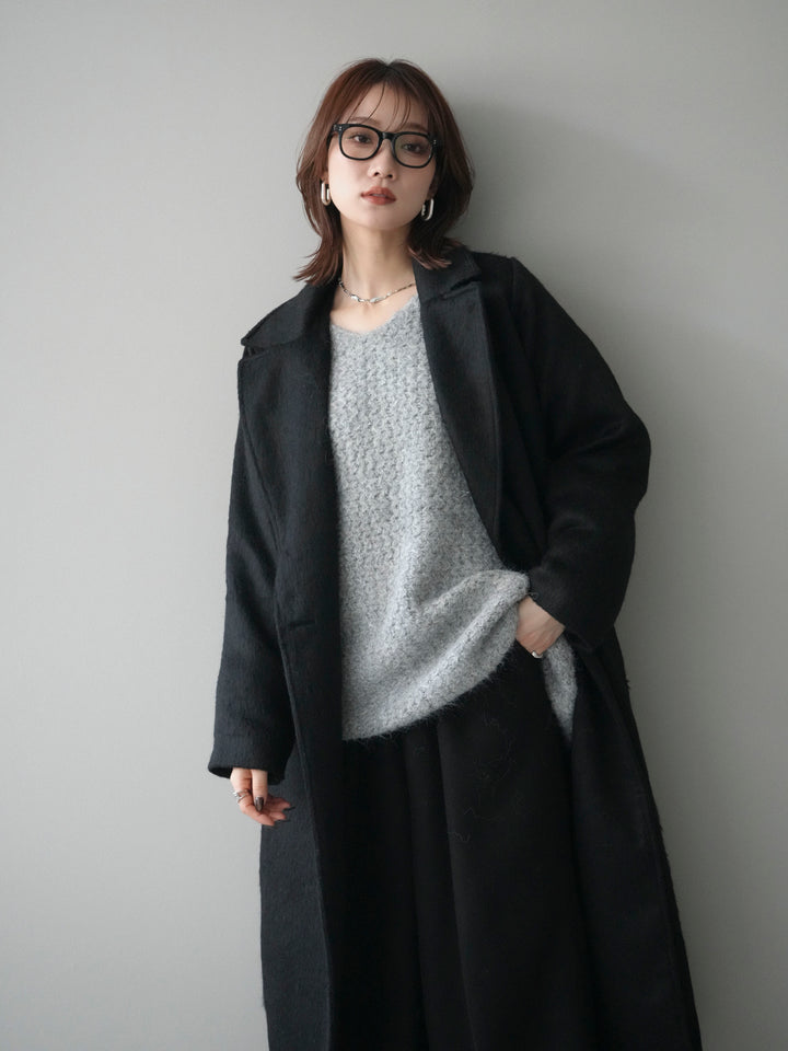 [予約]ソフトシャギーチェスターコート/black