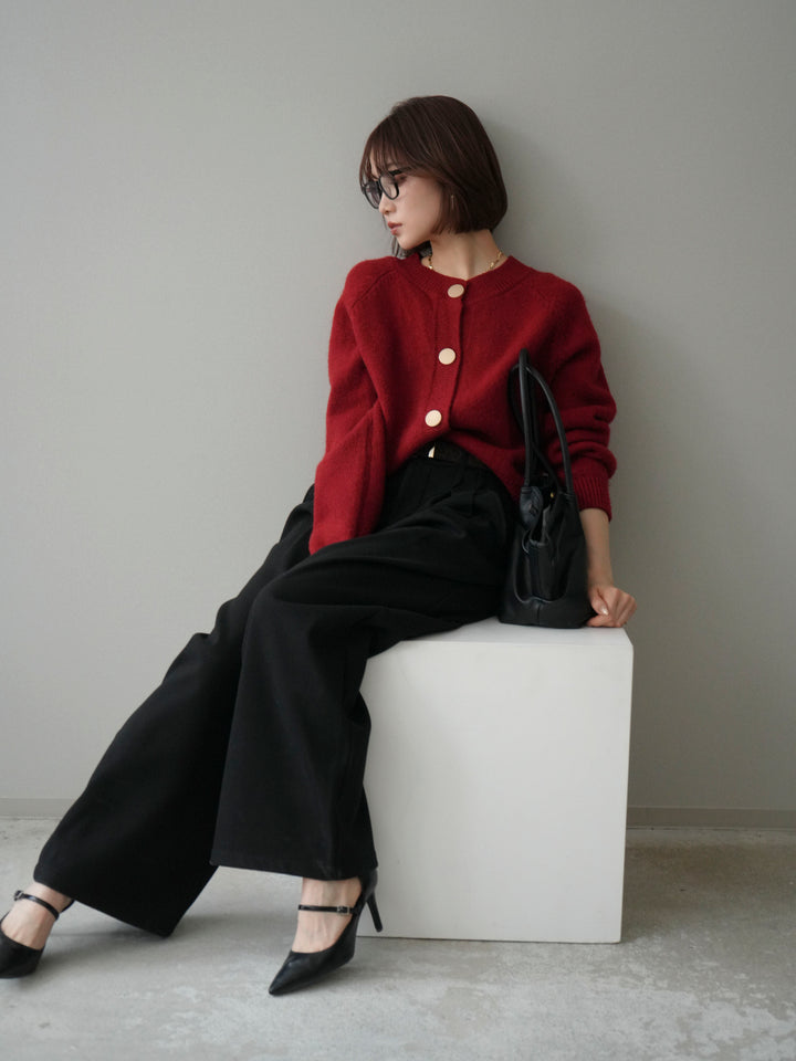 [予約]BIGボタンニットカーディガン/red