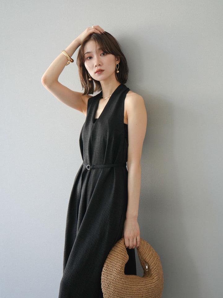 【預購】環形設計不均勻染色洋裝/黑色