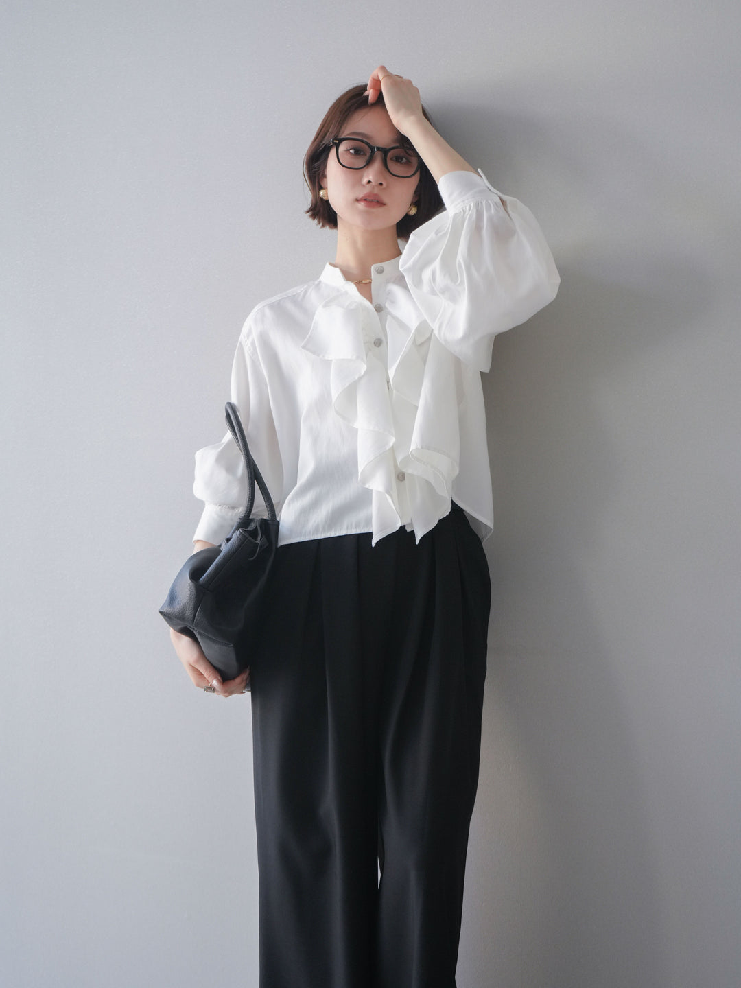 [予約]ラッフルフレアショートブラウス/offwhite