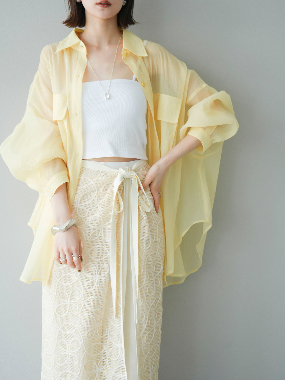 [予約]BIGポケットオーバーシアーシャツ/ライトイエロー