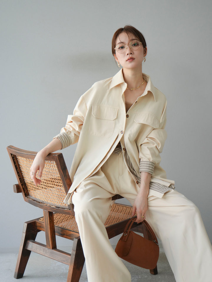 [予約]ストライプレイヤードシャツ/アイボリー