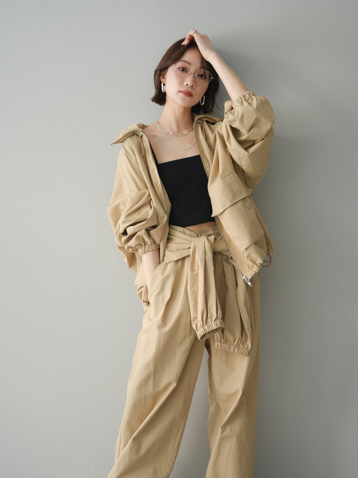 [予約]ビッグポケットコットンナイロンジップブルゾン/beige