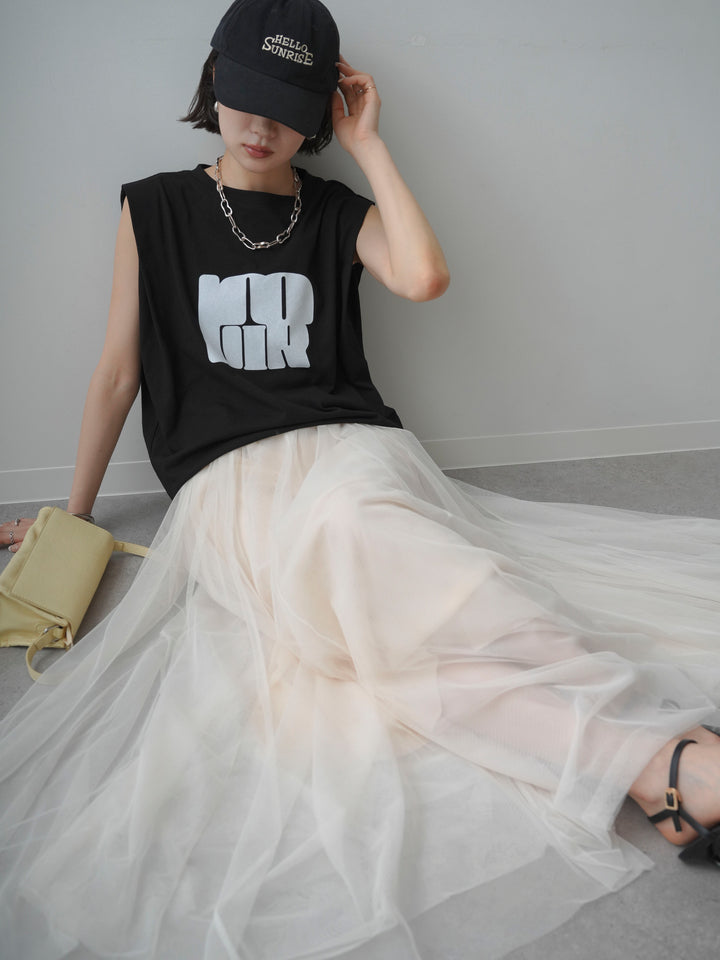 [先行販売！]ショルダータックノースリーブオーバーTEE+ショルダータックノースリーブオーバーTEE(2set)