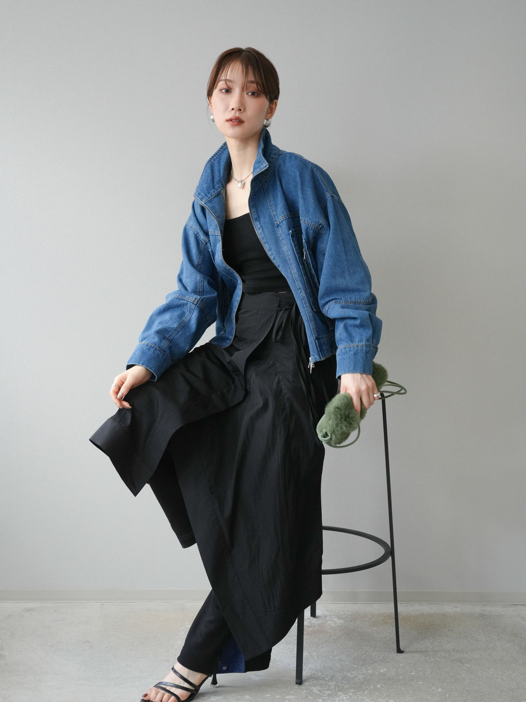 [予約]ZIPポケットデニムショートブルゾン/ブルー