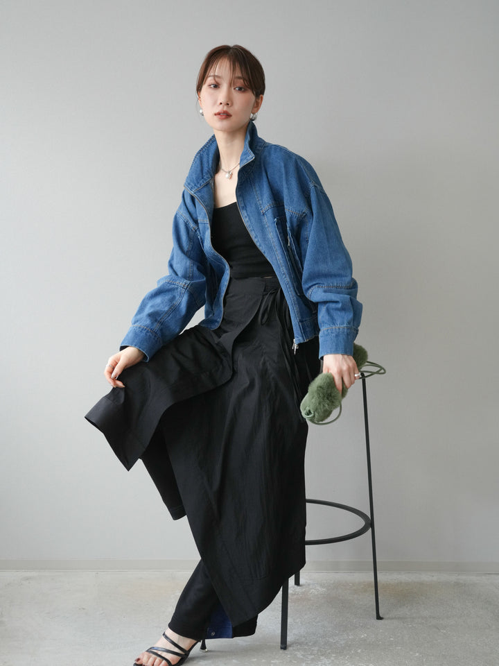 [予約]ZIPポケットデニムショートブルゾン/ブルー