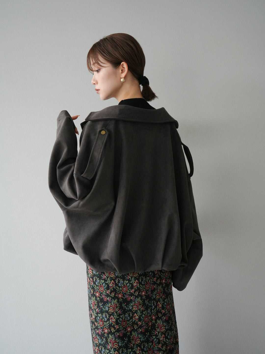 [SET]スウェードオーバーブルゾン+ゴブランフロントジップタイトスカート(2set)