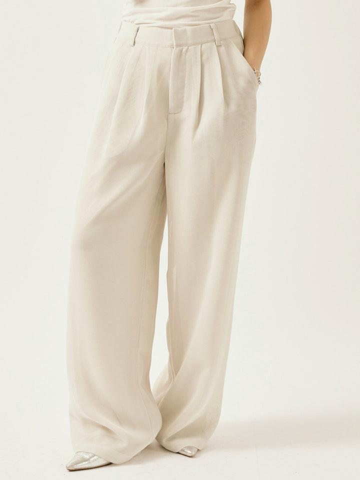 [予約]メッシュタックワイドパンツ/オフグレー