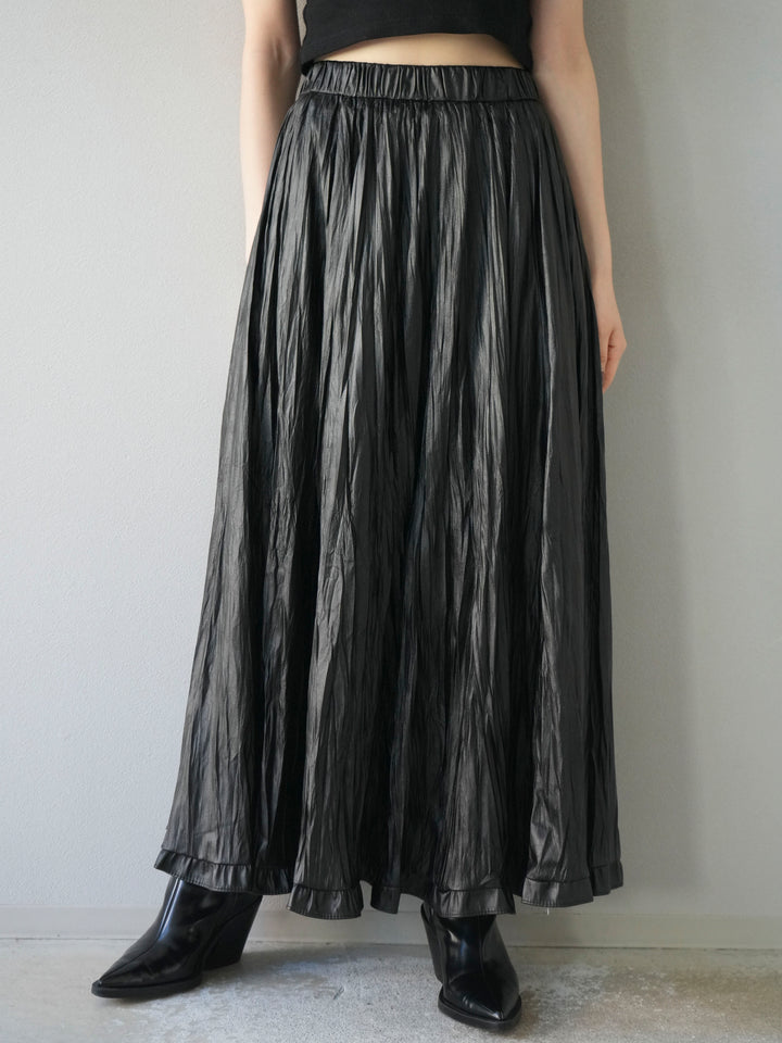 [予約]レザーワッシャーフリルスカート/black