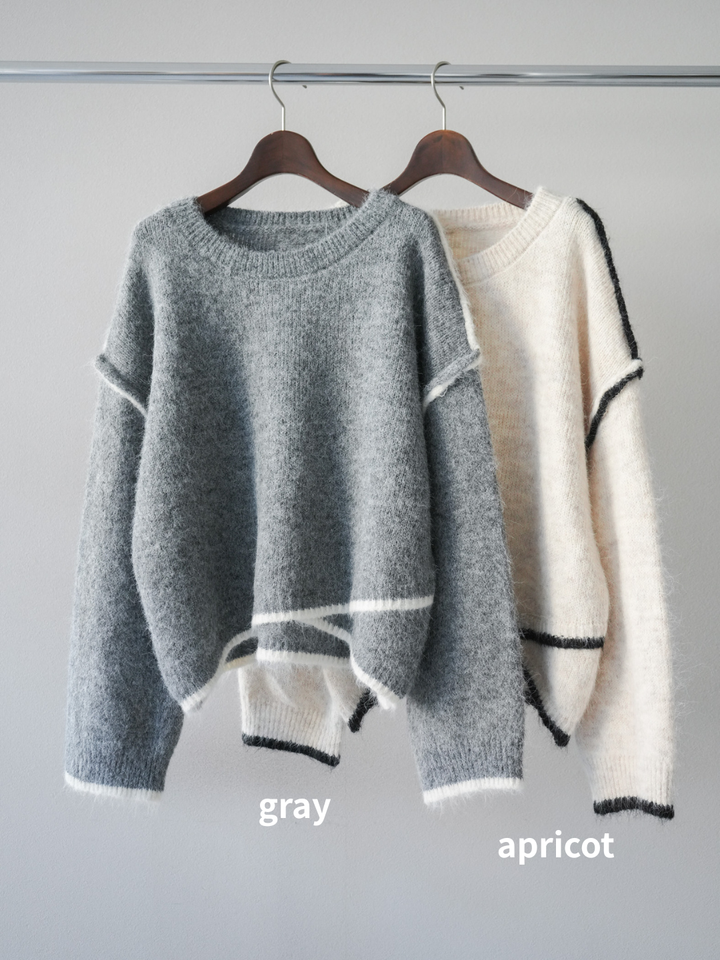 [SET]バイカラーレイヤードデザインニットプルオーバー+バイカラーレイヤードデザインニットプルオーバー(2set)