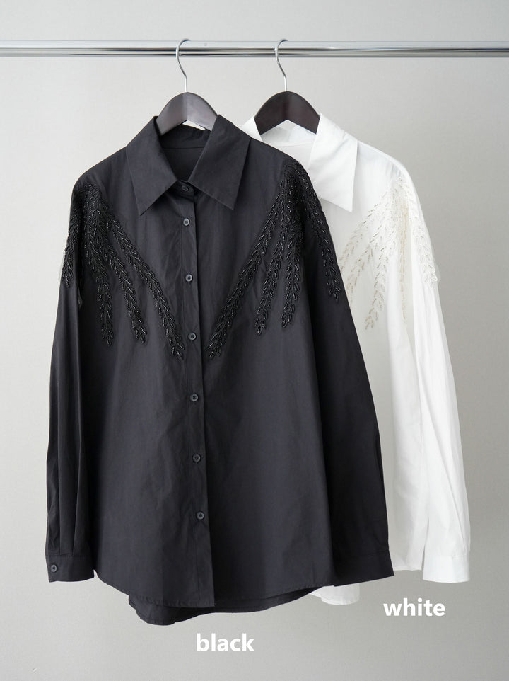 【套裝】串珠刺繡襯衫+繫帶工裝迷你裙（兩件組）