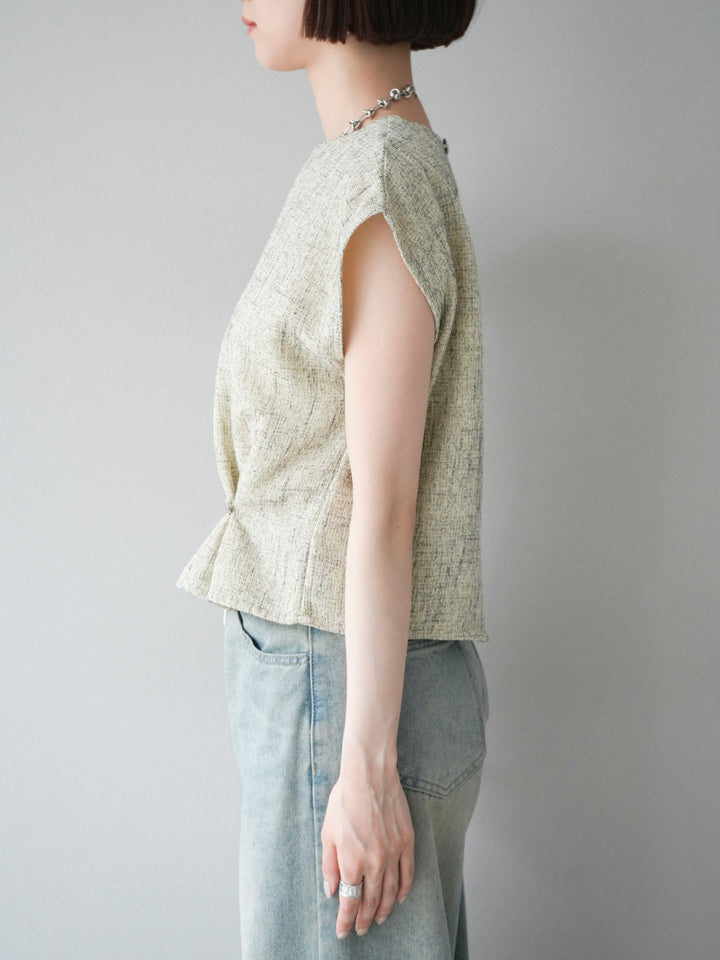 [予約]サマーツイードぺプラムブラウス/ベージュ
