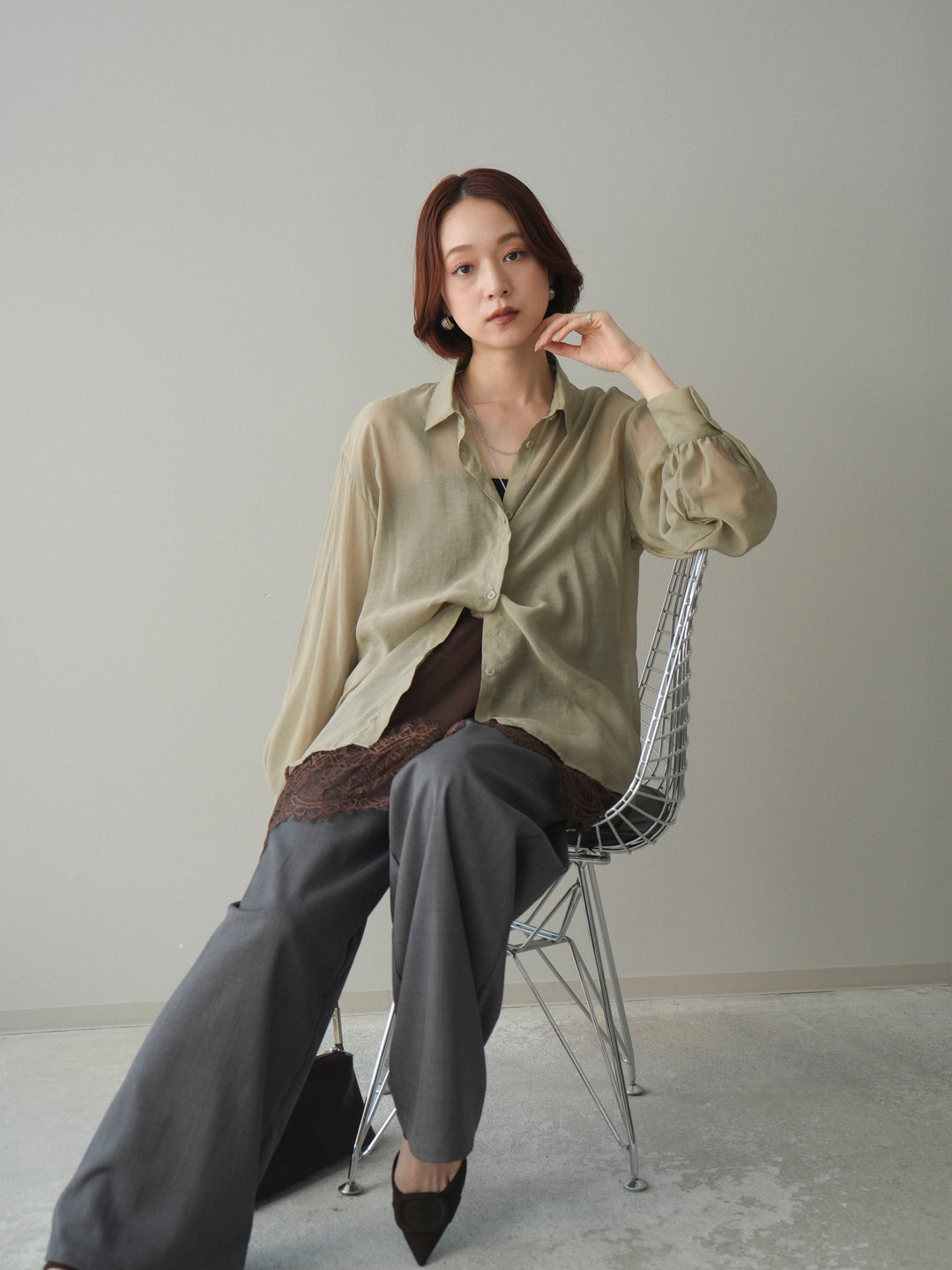 [予約]シアーポプリンシャツ/olive