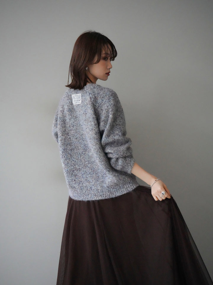 [SET]ロゴラベルミックスヤーンニットプルオーバー+ロゴラベルミックスヤーンニットプルオーバー(2set)