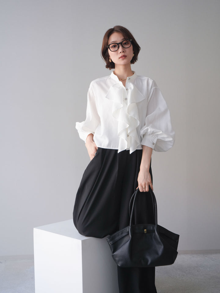 [予約]ラッフルフレアショートブラウス/offwhite
