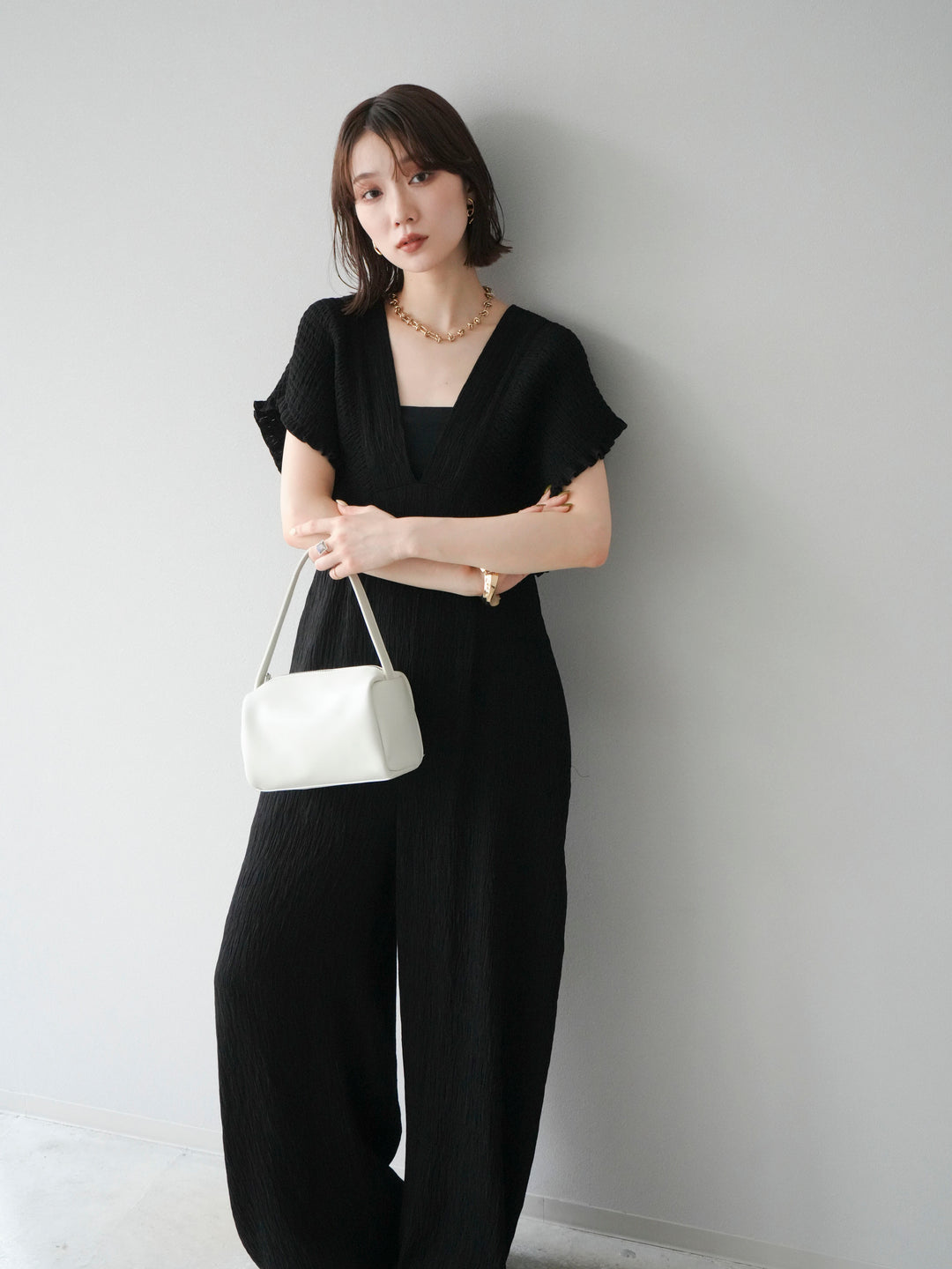 [SET]楊柳シャーリングサロペット+楊柳シャーリングサロペット(2set)