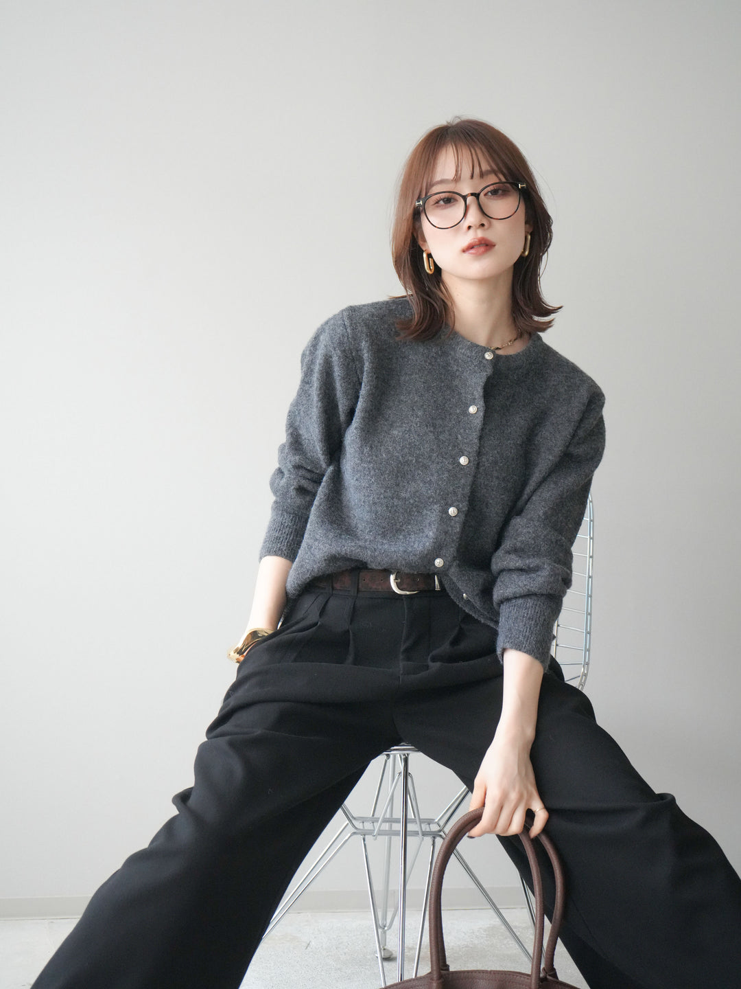 [SET]アンティークボタンニットカーディガン+アンティークボタンニットカーディガン(2set)