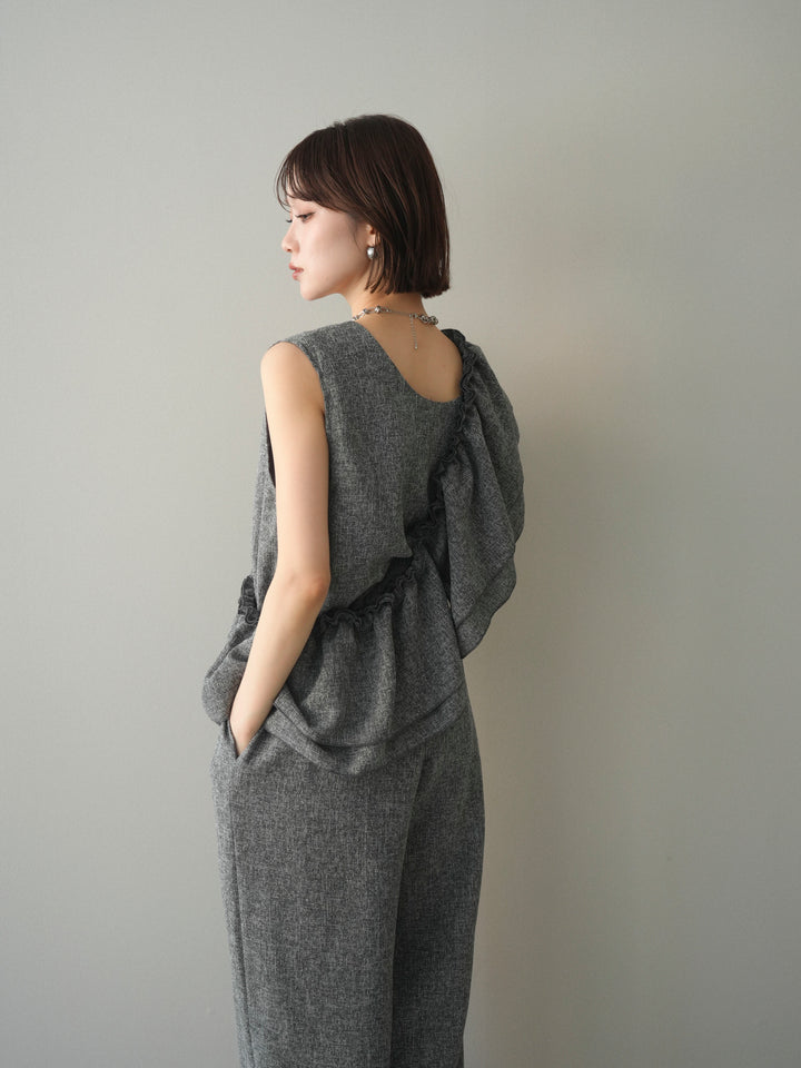 [SET]3WAYミックスツイードギャザーオールインワン+選べるアクセセット(2set)