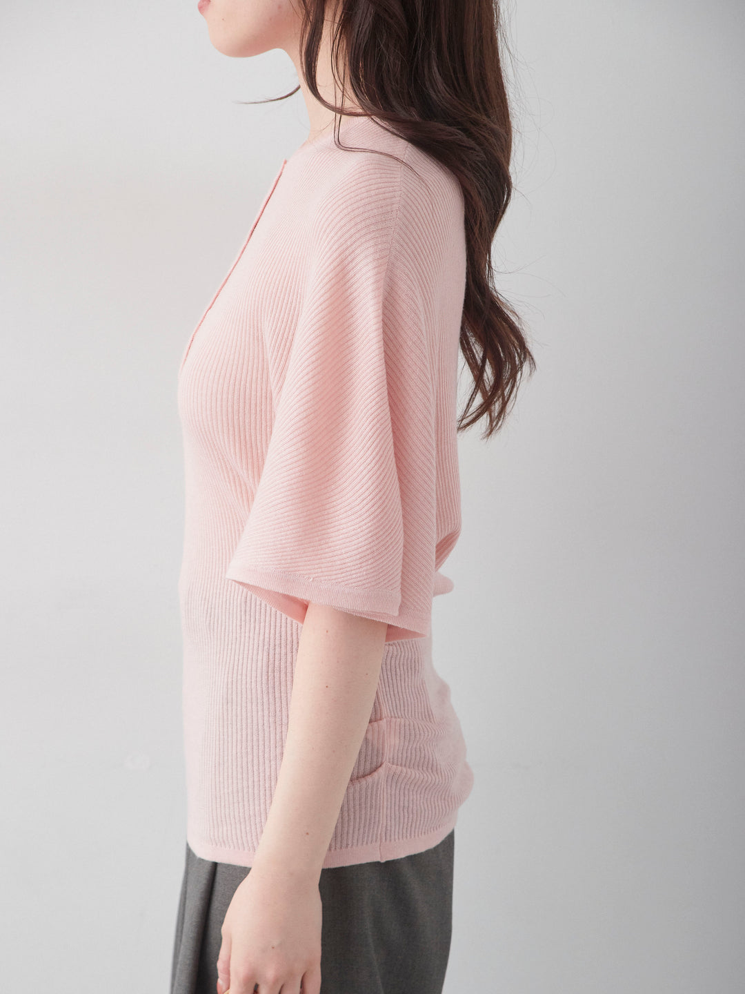 [予約]ヘンリードルマンリブニットトップス/pink