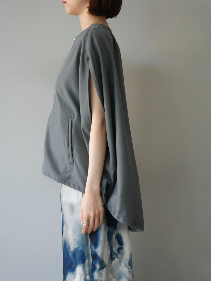 [予約]スリーブレスドロストZIPブルゾン/グレー